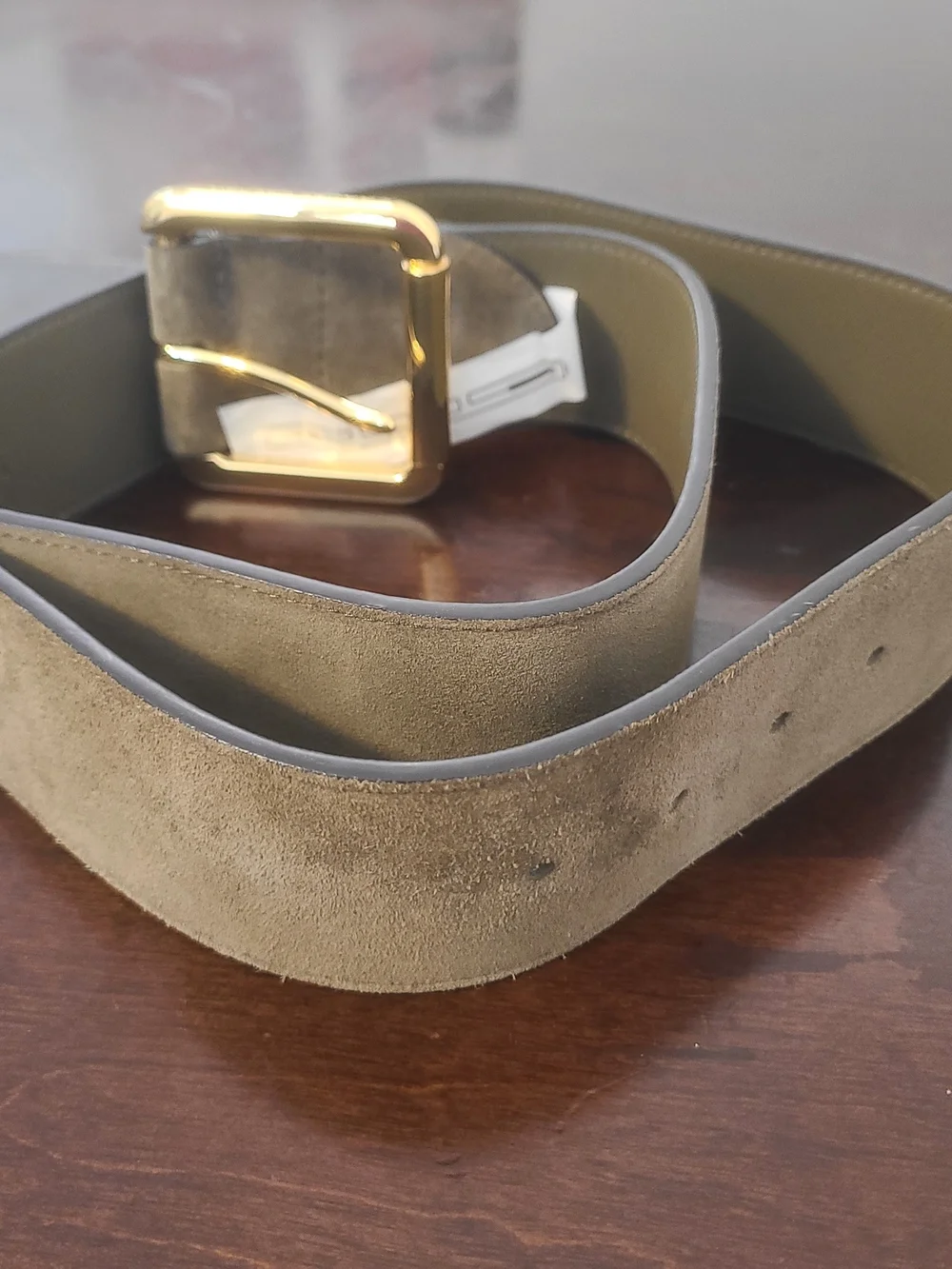 Lauren Ralph Lauren Olive Suede Belt with Gold Buckle Nwt  Size S